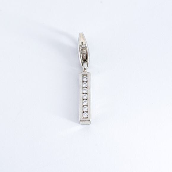 Vintage Sterling Silver 925 Cubic Zirconia Bar Drop Pendant - Picture 2 of 7